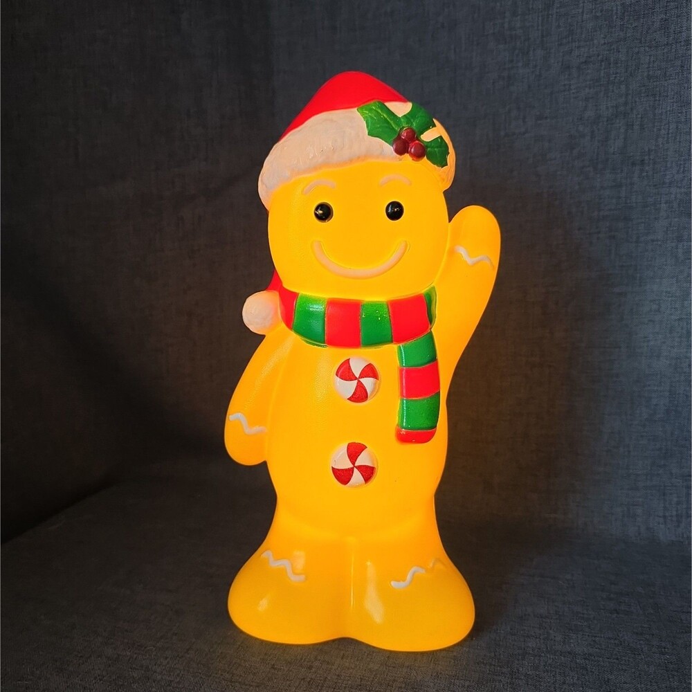 Holiday Time Gingerbread Man 11" Blow Mold Light Up Tabletop Christmas Decor